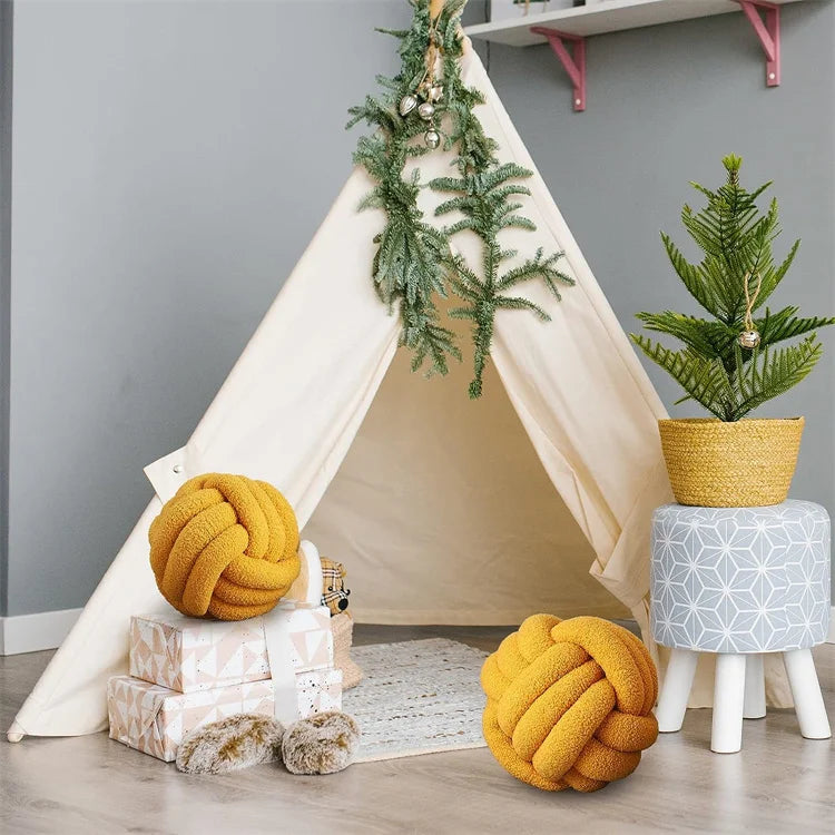 Handmade Knotted Ball Pillow-HomeHeart Collections